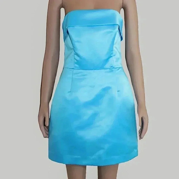 Vintage Betsey Johnson New Years Blue Strapless Mini Dress 12 Cocktail Formal